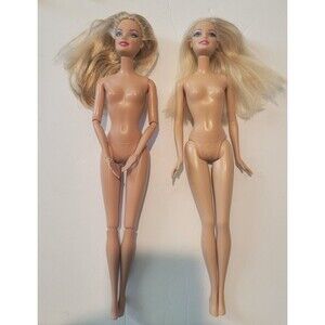 Super Star Barbie Doll Mattel 2009 Lot of 2 Dolls Nude - FLAWS